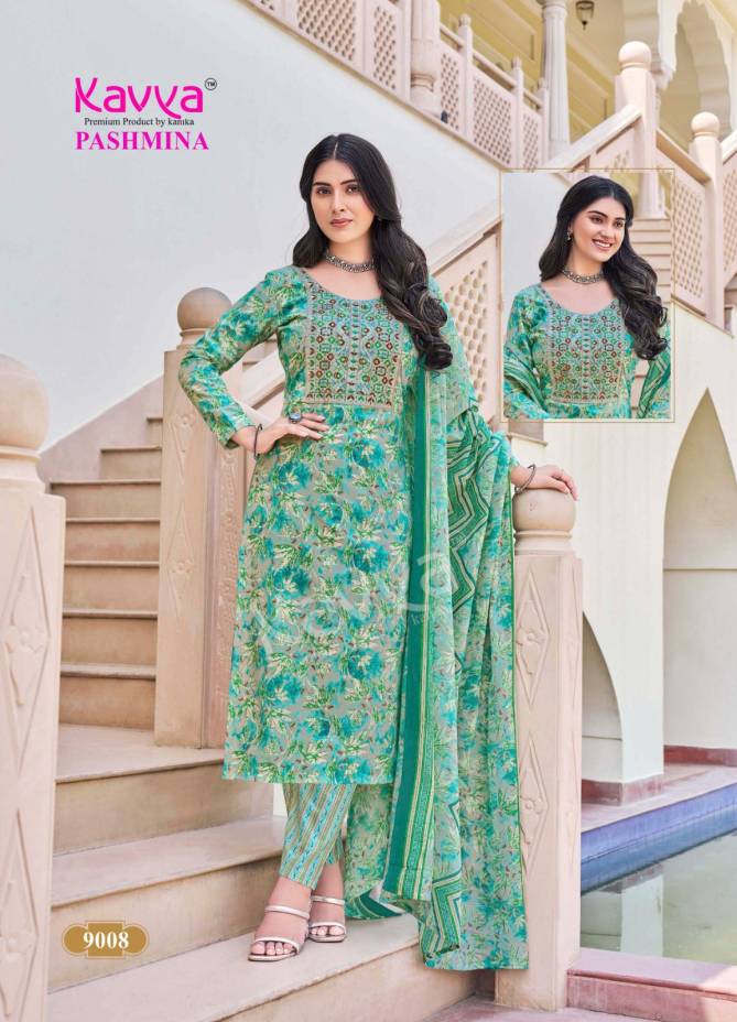 Pashmina Vol 9 By Kavya Embroidery Cotton Kurti With Bottom Dupatta Wholesale Online
